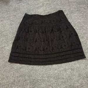Juicy Couture Black Eyelet Tiered Mini Skirt Size 6 Unconventional Lace Dark Fem